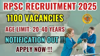 RPSC Veterinary Officer Recruitment 2025 - Apply Online 1100 Posts